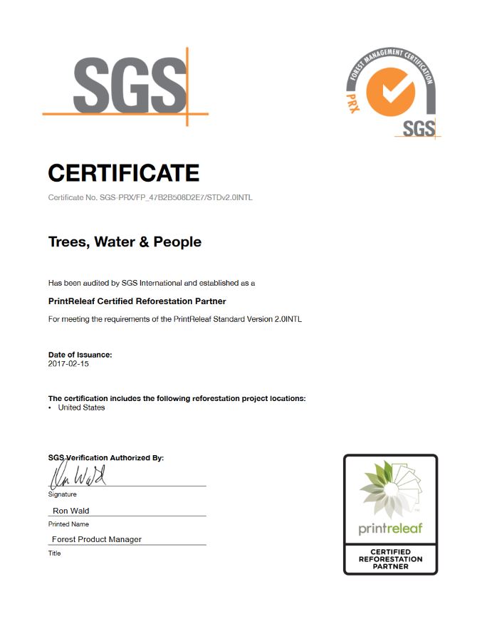 SGS Certificate, PrintReleaf, TinLof Technologies