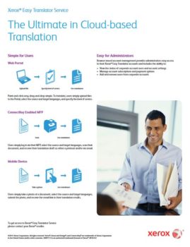Fact Sheet, Xerox, Easy Translator Service, cloud, TinLof Technologies